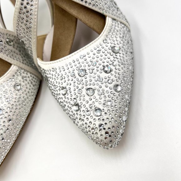 Jessica‎ Simpson Size 9 White Satin Stiletto Point Toe D'Orsay Heels Pumps Shoes - Picture 5 of 13